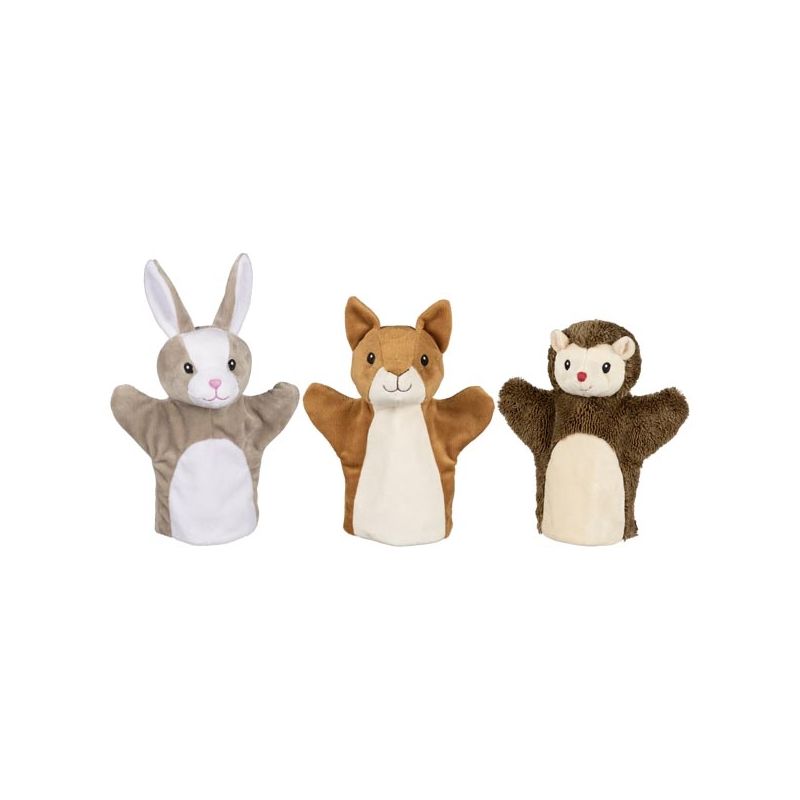 Pack de 3 marionetas de ardilla, conejo y erizo, de Goki