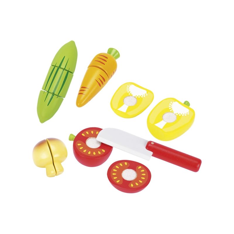 Verduras de madera con velcro y cuchillo, de Goki