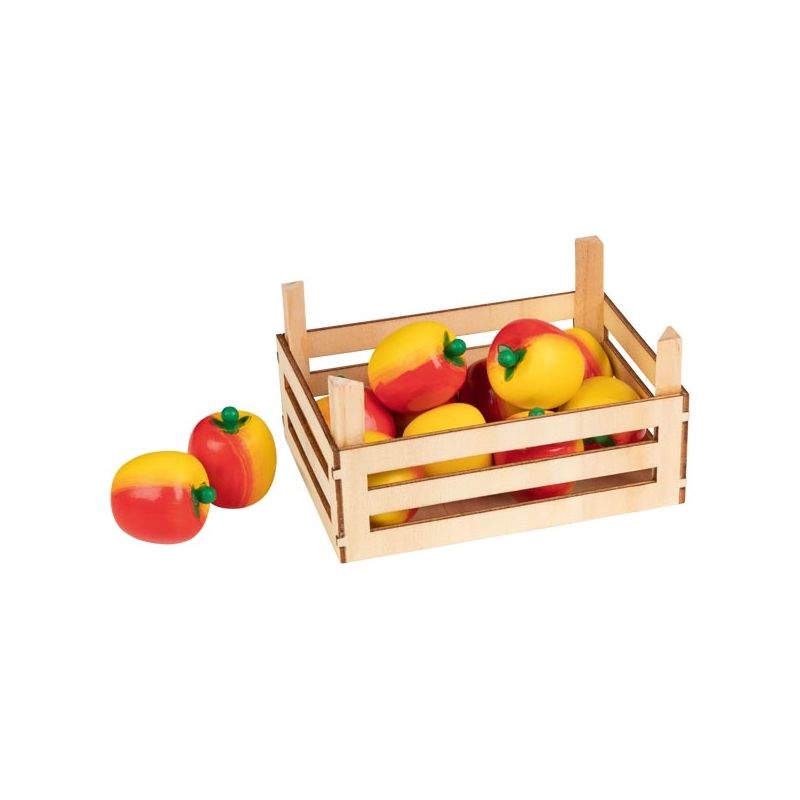 Caja de madera con manzanas, de Goki