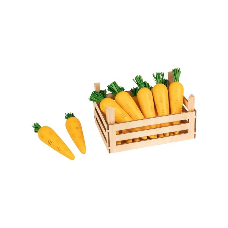 Caja de madera con 10 zanahorias, de Goki