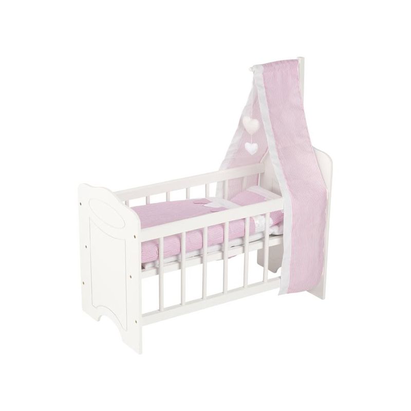 Cama de muñecas con sábanas y dosel, de Goki