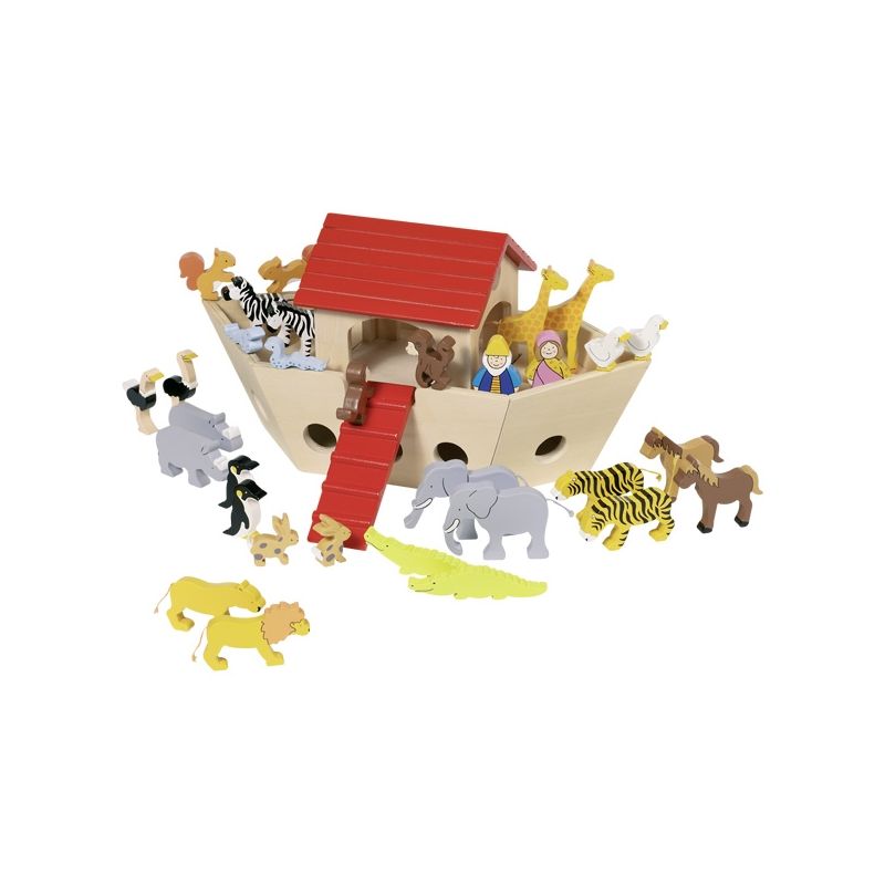 Arca de Noé con animales de madera, de Goki