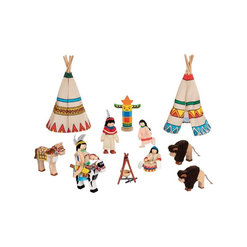 Set de poblado indio de muñecos articulados, de Goki