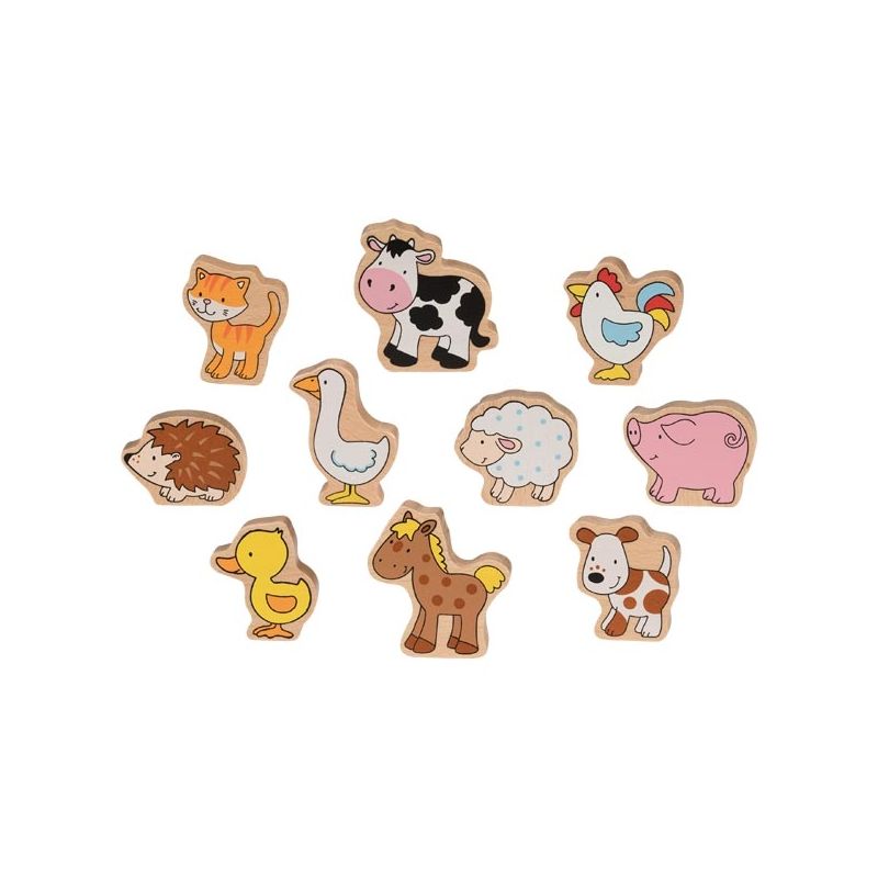 Set de 10 animales de la granja de madera, de Goki