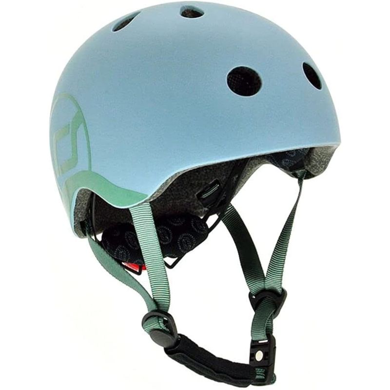 Casco infantil Scoot and Ride XXS con luz LED, para niños de 2 a 4 años, con ajuste seguro y cómodo.