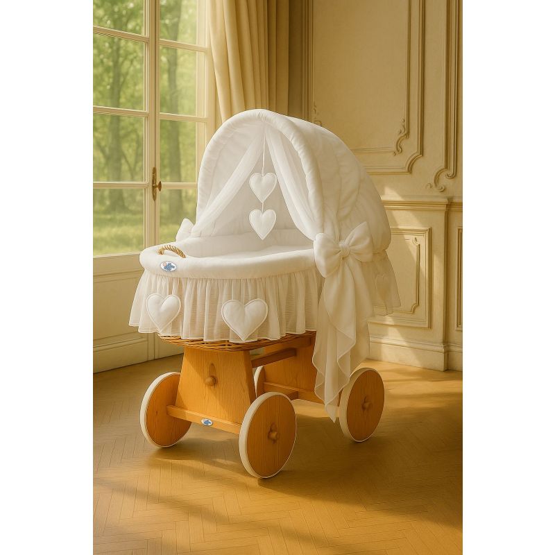 Capazo de Mimbre Natural con Dosel Amelie + Ropa de Cama Blanca – MY SWEET BABY