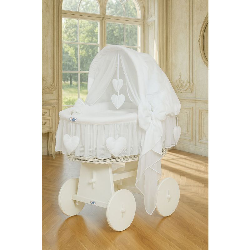 Capazo de Mimbre Blanco con Ruedas y Dosel Amelie + Ropa de Cama – MY SWEET BABY