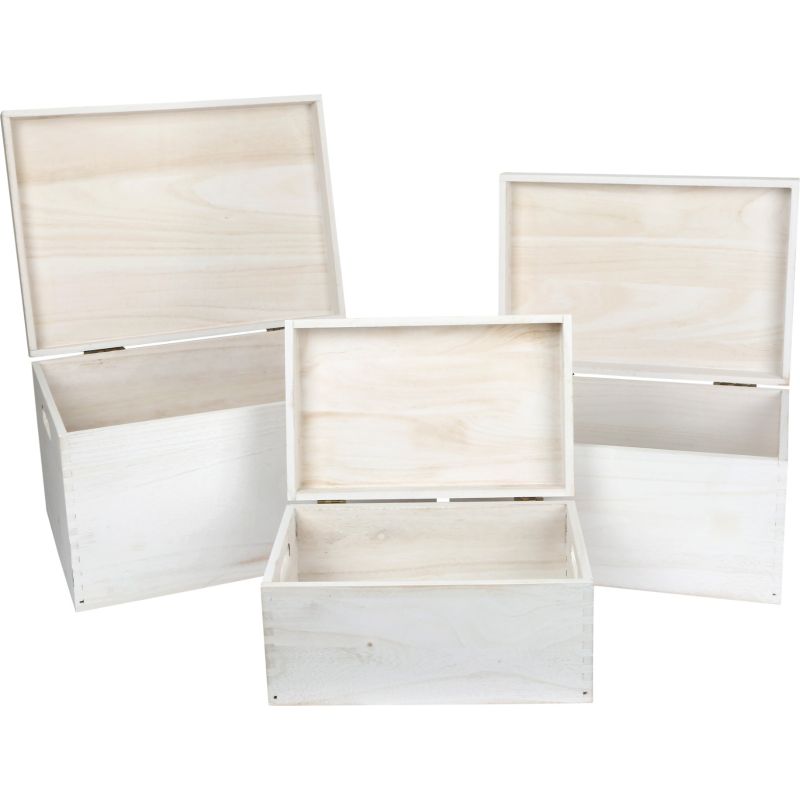 Baúl de madera blanco - Set de 3 Unidades