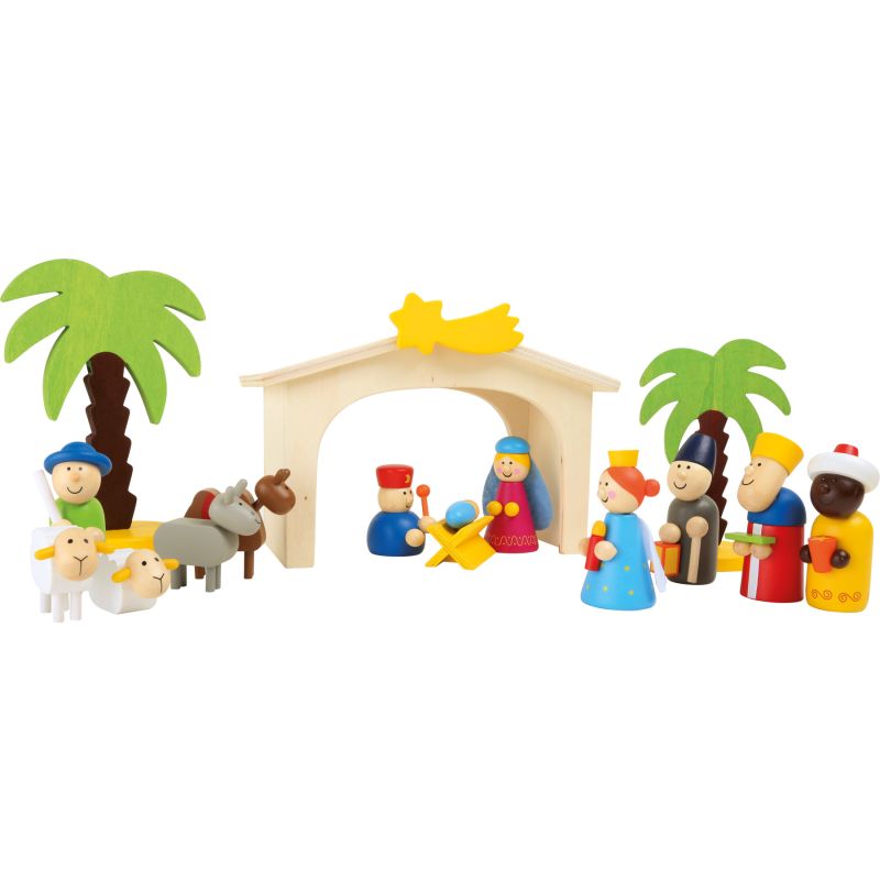Belén de madera para jugar , 16 piezas
