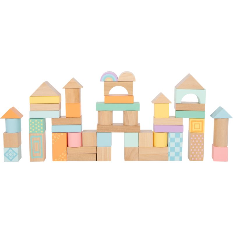 Bloques de construcción de madera Pastel - 50 Piezas