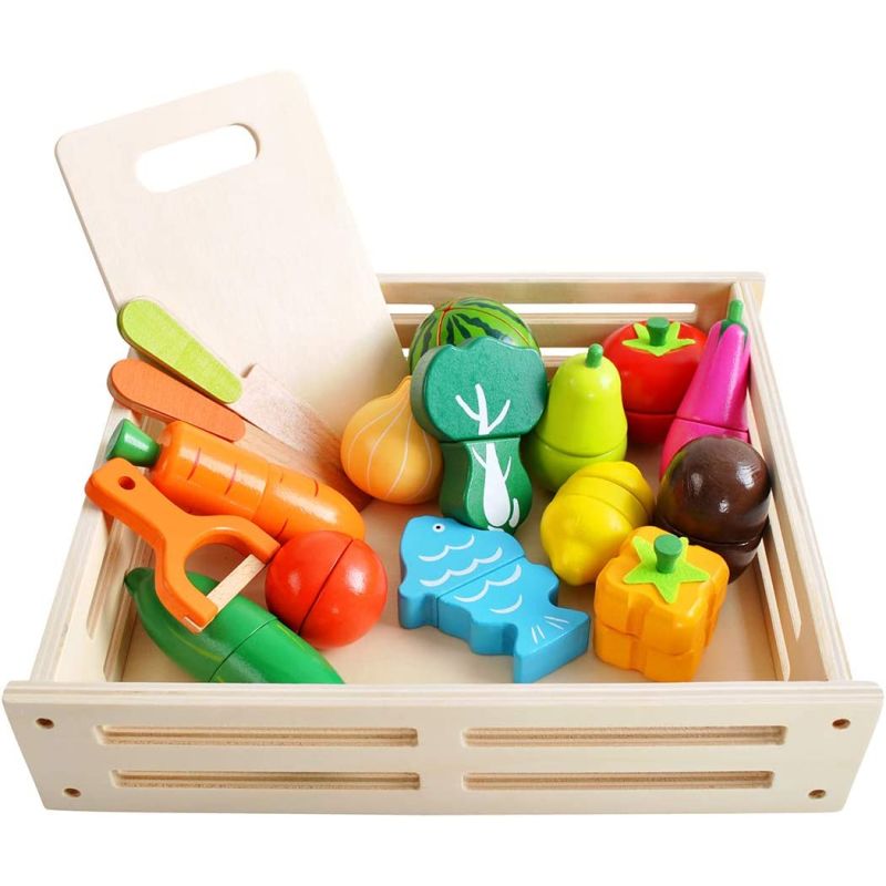Caja de frutas y verduras de juguete para cortar