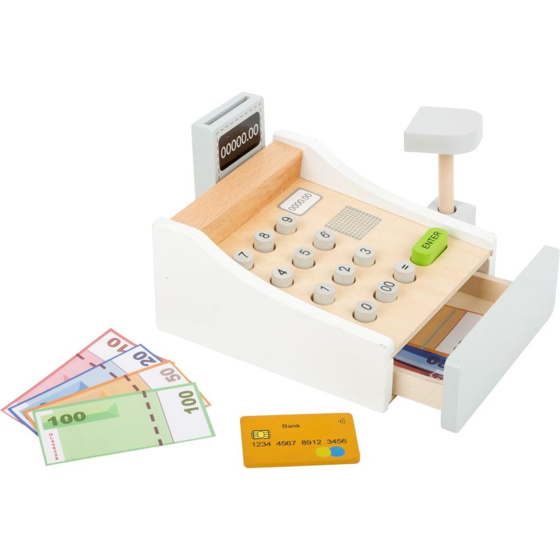 Caja registradora - Juguete de madera - 15 piezas