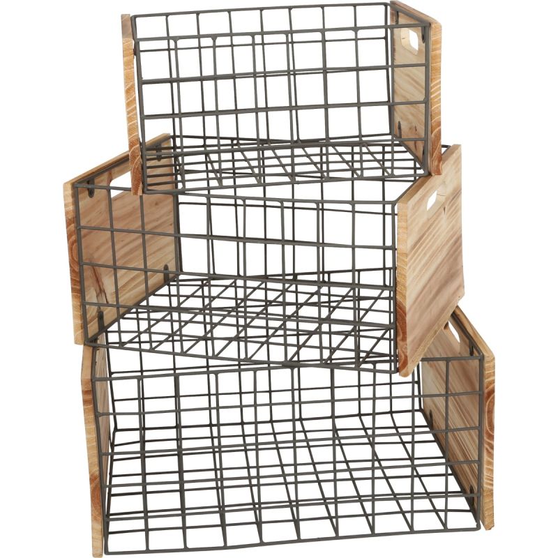 Cajas de madera con rejilla para Decoración y Almacenamiento - 3 Unidades
