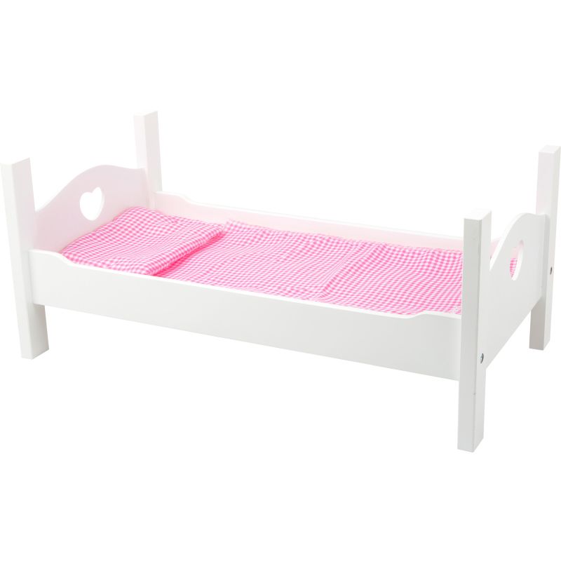 Cama Blanca de Madera para Muñecas - Incluye Ropa