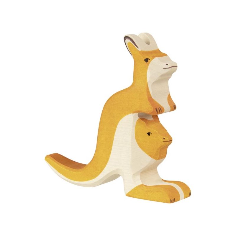 Figura de madera Canguro con Bebé Holztiger