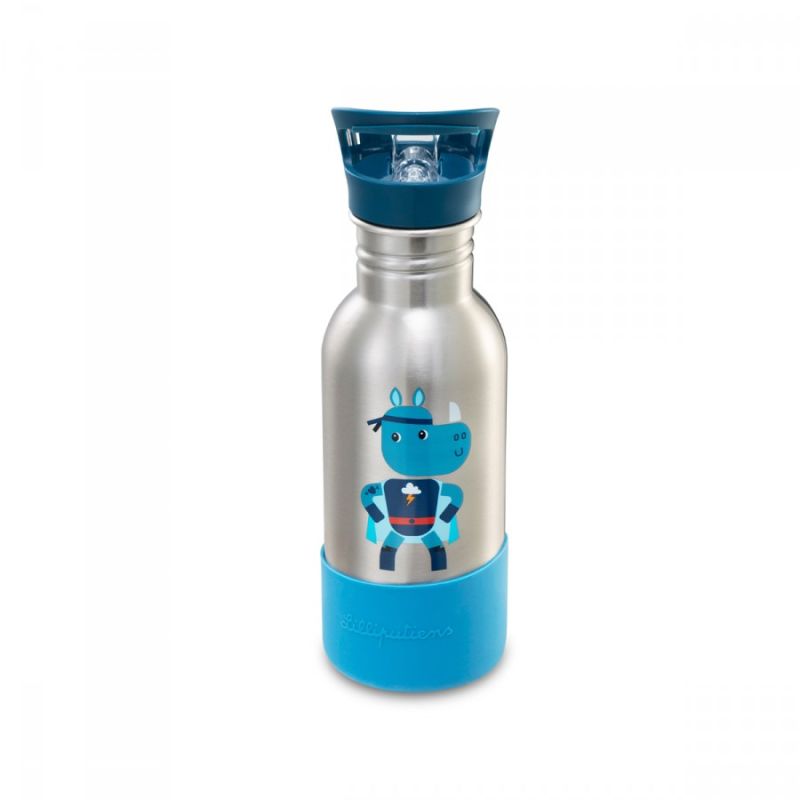 Cantimplora Acero Inoxidable con Tapón y Pajita Súper Marius - 600 ml para el héroe más sediento