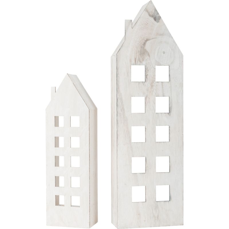 Casa de luz discreta, Decoración Navideña, madera , 2 unidades