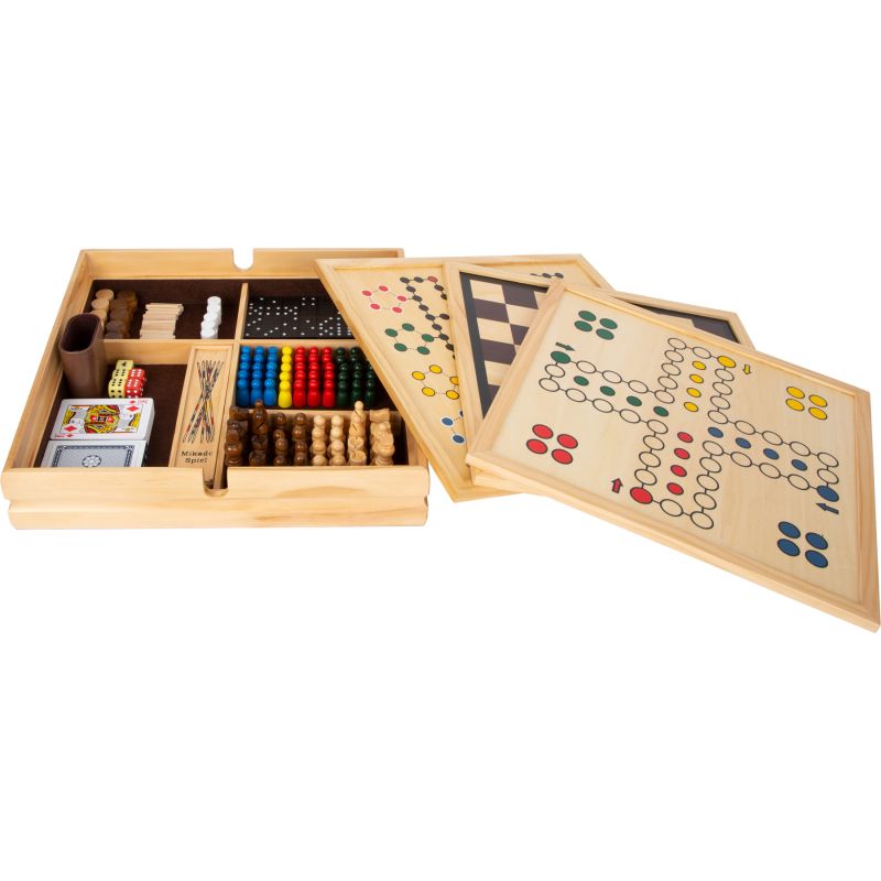 Colección de 20 Juegos Clásicos en Caja de Madera para Horas de Diversión