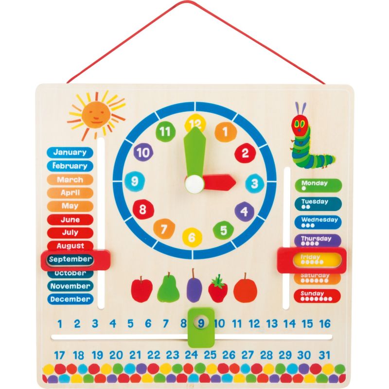 Cuadro didáctico Fecha y hora, La Oruga Glotona - En Inglés