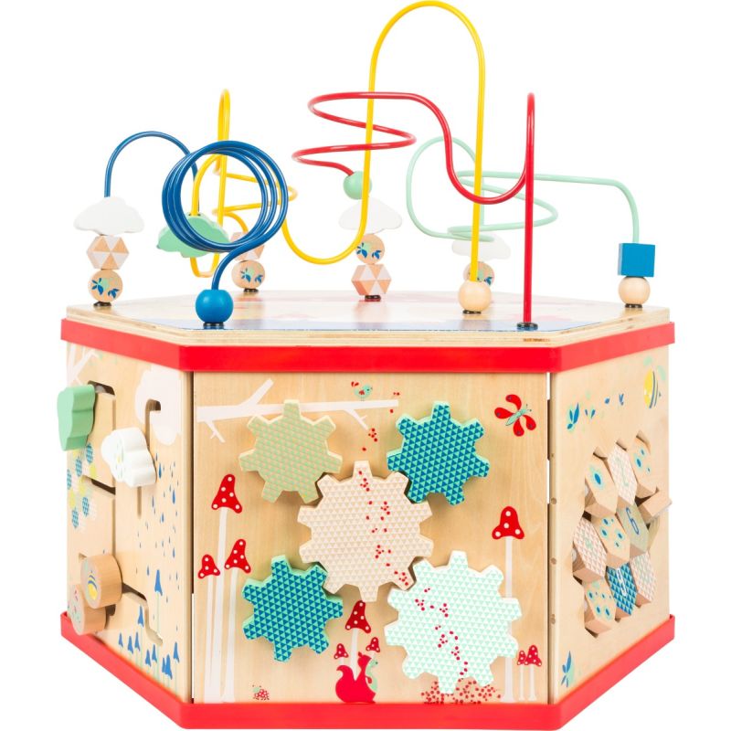 Cubo de actividades de madera para bebés y niños. Tamaño XL