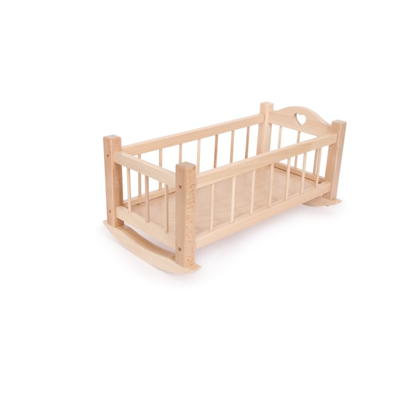 Cuna balancín de madera para muñecas