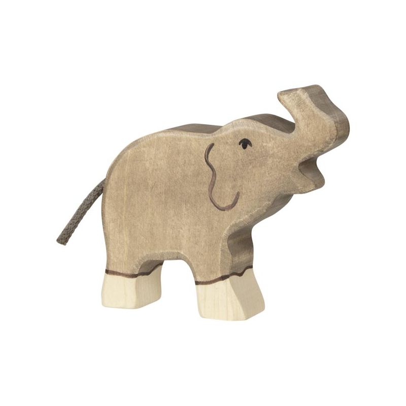Figura de madera Elefante pequeño con la Trompa levantada Holztiger