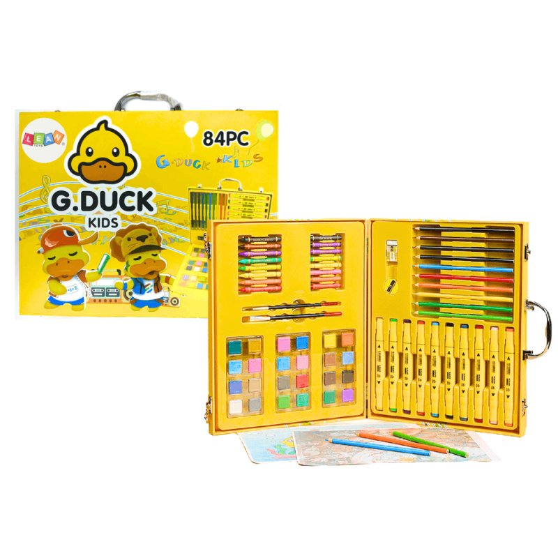Set de Arte en Maletín Amarillo con Motivo de Pato – 84 Piezas - imagen 2