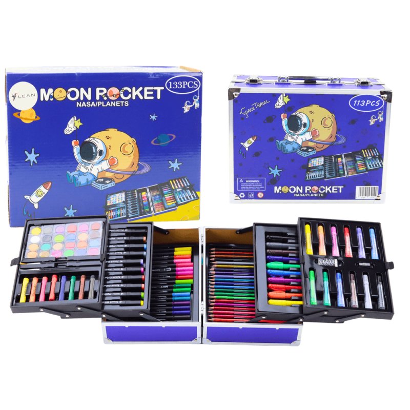 Set de Arte en Maletín Plegable Espacial | 133 Elementos Creativos para Niños - imagen 2