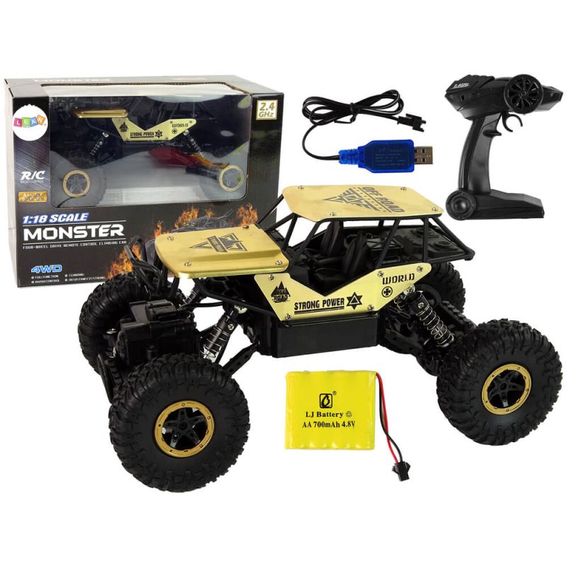 Coche RC High Wheels 1:18 | Todo Terreno con Control Remoto - Negro y Dorado - imagen 2