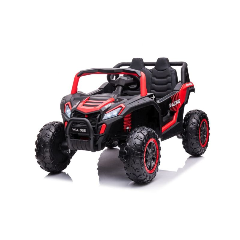 Coche Eléctrico Infantil YSA036 Rojo 4x4 con Batería 12V, Control Remoto y Asiento de Piel