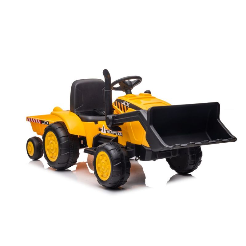 Tractor Eléctrico Infantil con Remolque S617 Amarillo, Batería 12V y Motor 2x45W - Velocidad hasta 3.5 km/h