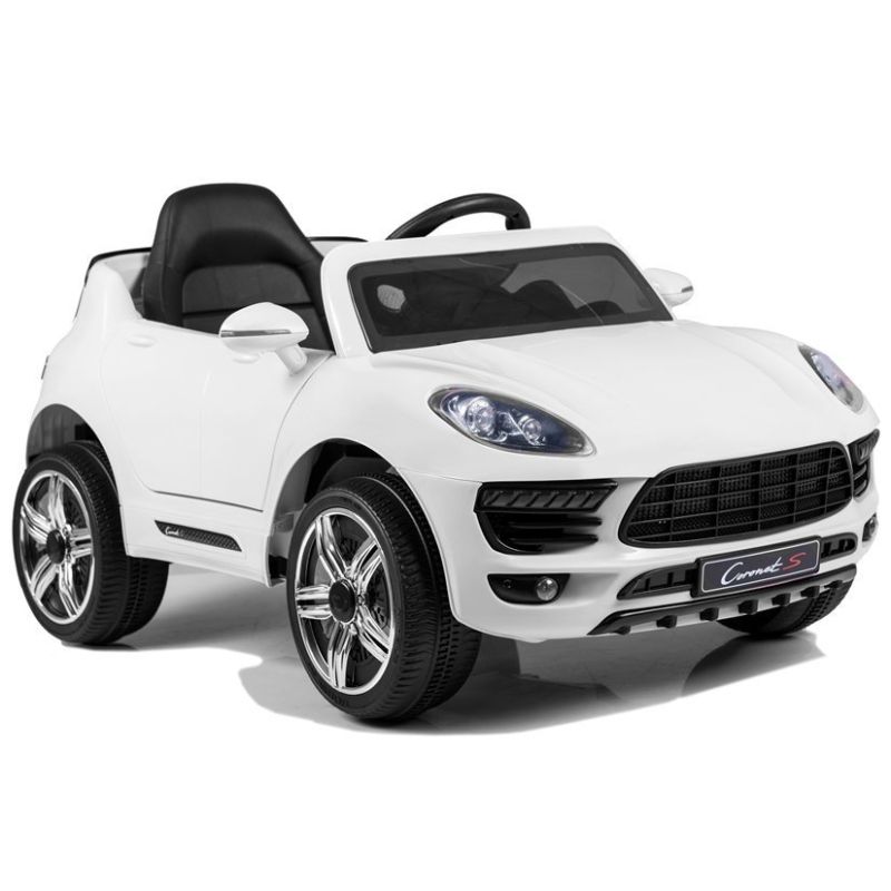 Coche Eléctrico para Niños Coronet S Blanco con Control Remoto, Ruedas EVA y Asiento de Piel