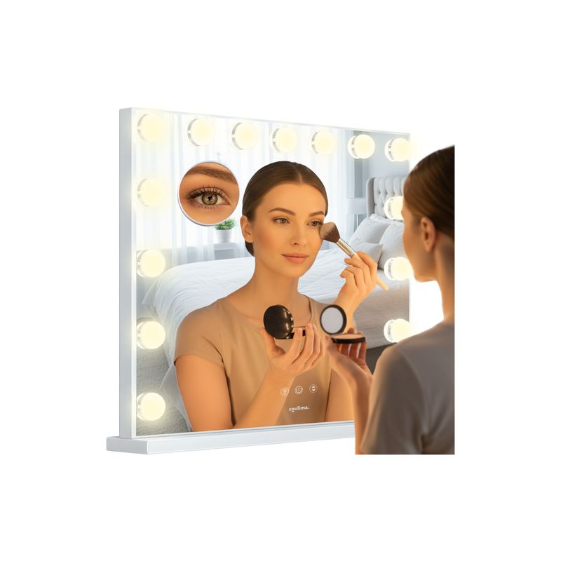 Espejo Cosmético LED Soulima 58x46 cm Estilo Hollywood con Luz Ajustable y Panel Táctil