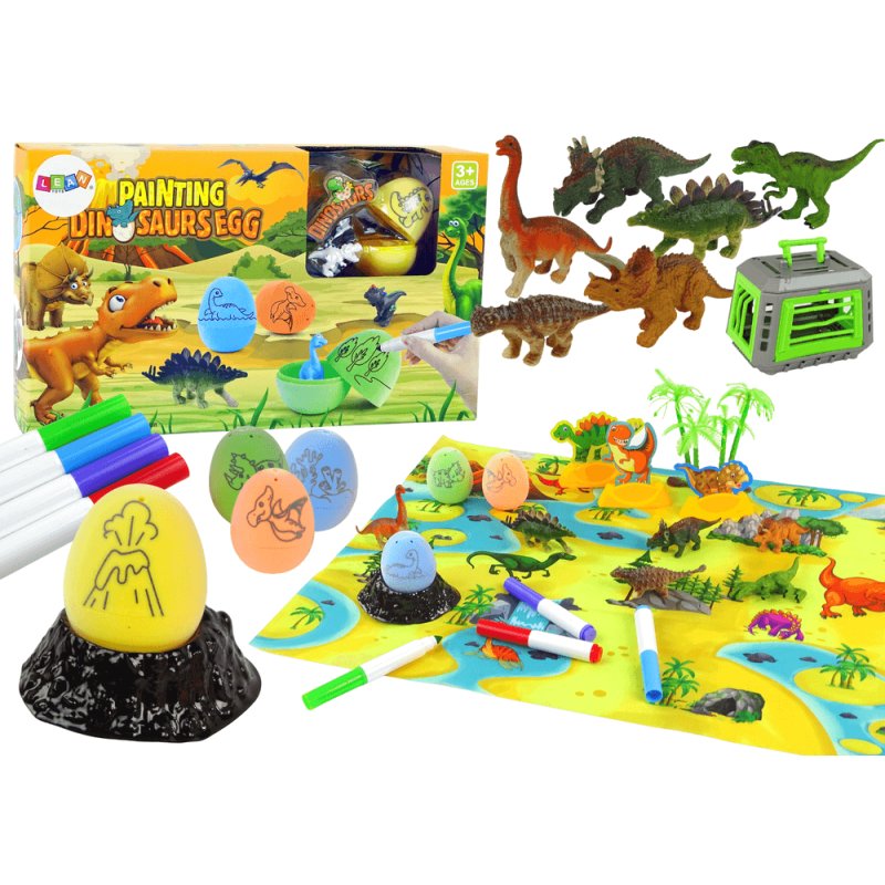 Kit Creativo DIY Dinosaurios con Huevos para Pintar y Transportador
