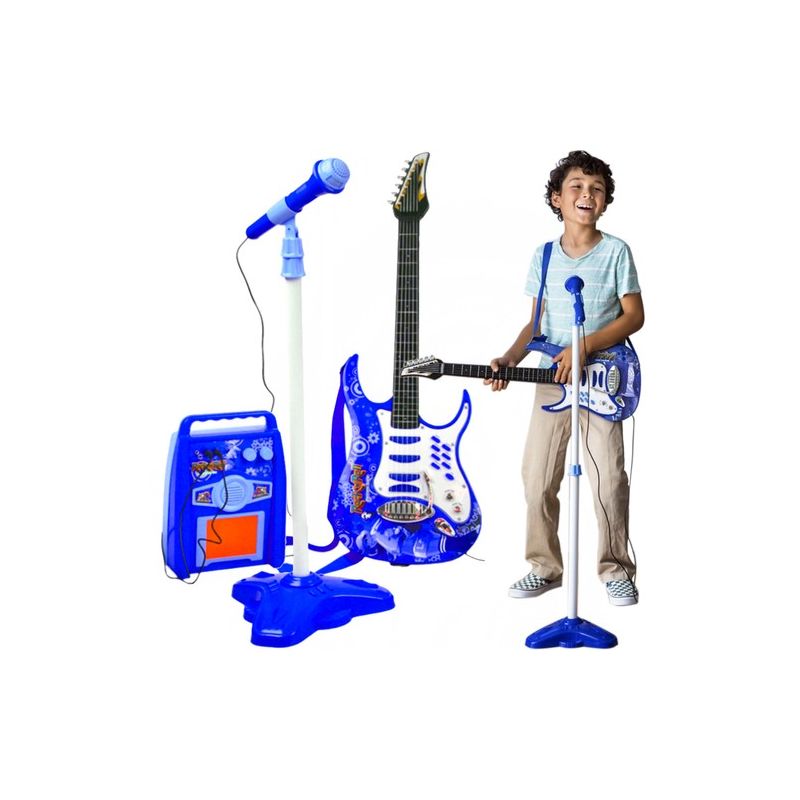 Set guitarra eléctrica infantil con amplificador y micrófono Lean Toys · azul · 3+ años