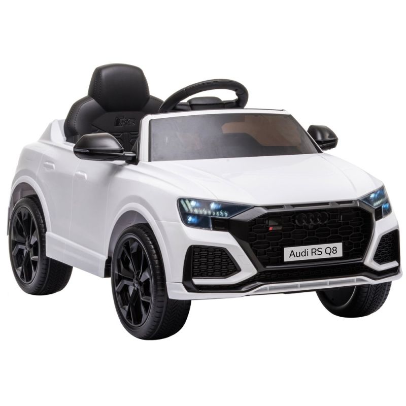Coche Eléctrico Infantil Audi RS Q8 Blanco con Control Remoto y Asiento de Ecocuero