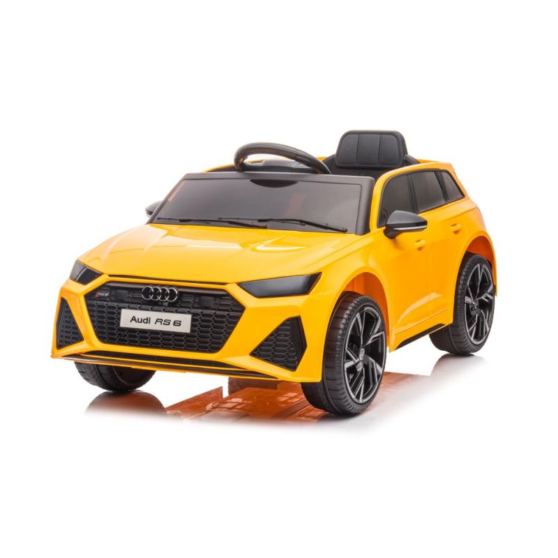 Coche Eléctrico para Niños Audi RS6 Amarillo con Control Remoto y Asiento de Ecopiel
