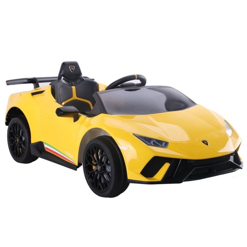 Coche Eléctrico Infantil Lamborghini Huracán Amarillo 12V con Mando a Distancia y Asiento de Piel
