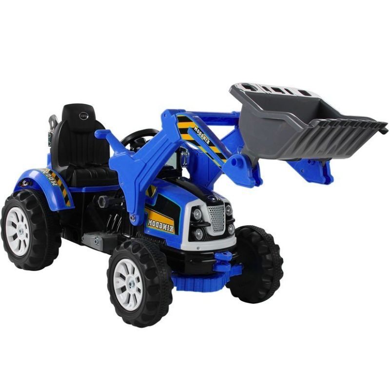 Tractor Excavadora Eléctrico Infantil Azul con Cubo Movible y Batería 12V - Velocidad hasta 6 km/h