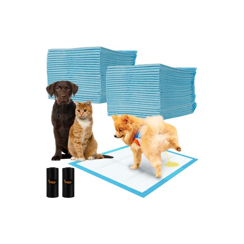 Empapadores Higiénicos Desechables de 60x60 cm (Pack de 50) + Bolsas para Excrementos de Perro (30 unidades)