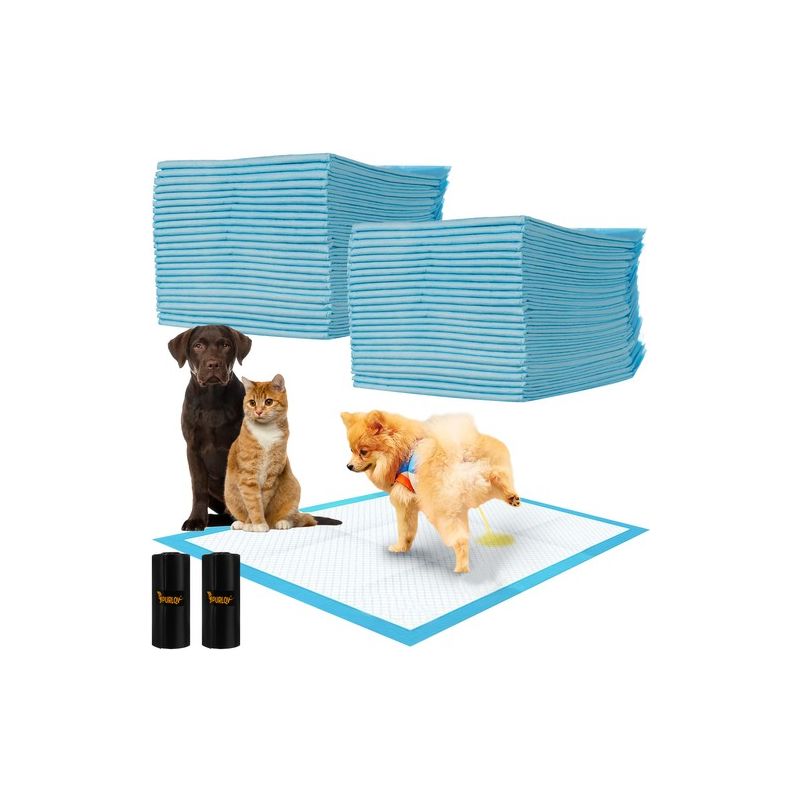 Set de 50 Empapadores Desechables Absorbentes de 60x90 cm y 30 Bolsas para Excrementos de Mascotas