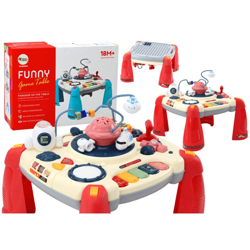 Mesa Educativa Interactiva Panel Infantil Piano Espacial Roja