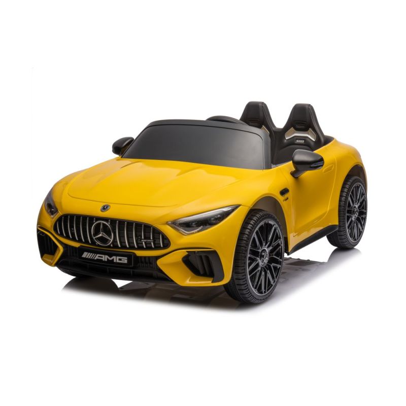 Coche Eléctrico Infantil Mercedes AMG SL63 Amarillo Pintado con Control Remoto y Asiento de Eco-Cuero