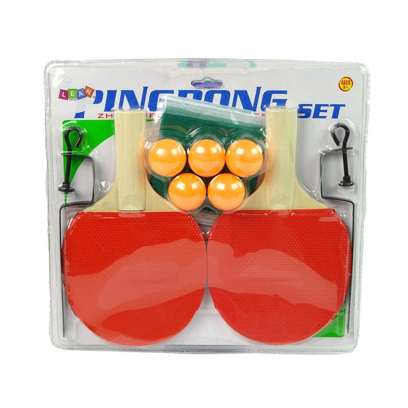 Set de Ping Pong LEAN Toys - Paletas, 5 Pelotas y Red Ajustable - imagen 2