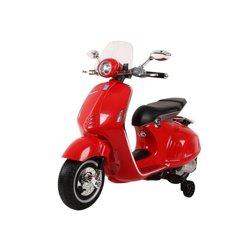 Scooter Eléctrico Infantil Vespa GTS 300 Roja con Asiento de Piel y Luces LED
