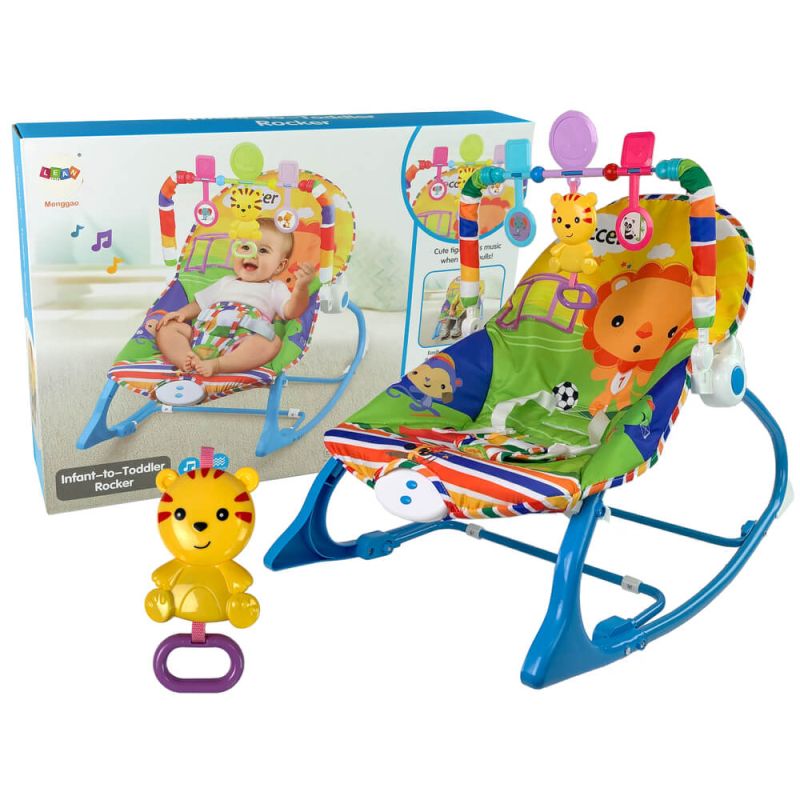 Mecedora Infantil 2 en 1 con Vibraciones y Sonidos - Azul Tigre