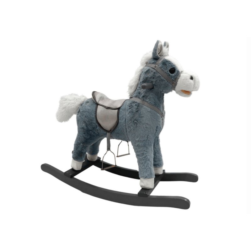 Caballito Balancín 74 cm Tonos Grises con Estrellas Plateadas – LEAN Toys