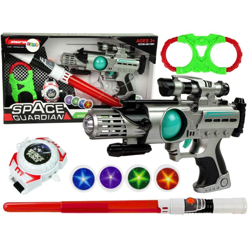 Set Espacial de Guerrero con Pistola Láser, Espada y Lanzador de Discos