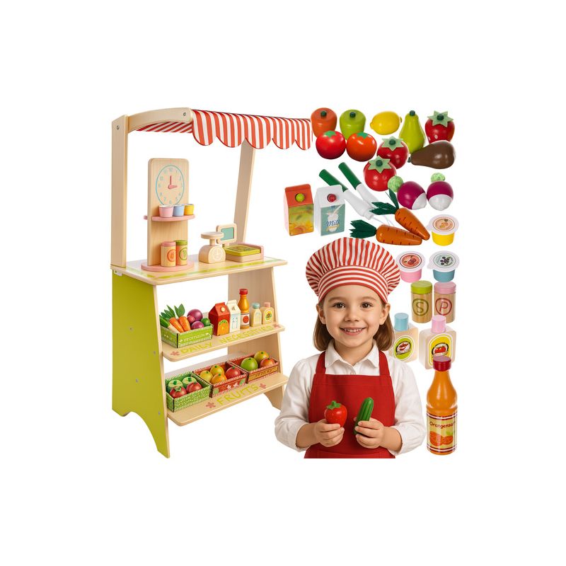 Puesto de Madera Infantil con Accesorios – Kruzzel 24888
