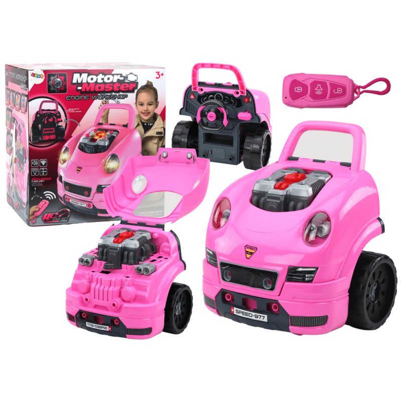 Taller y Coche de Ensamblaje DIY para Niños – Kit Interactivo Rosa

